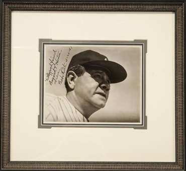 Outstanding Babe Ruth Signed and Inscribed Original Photo 